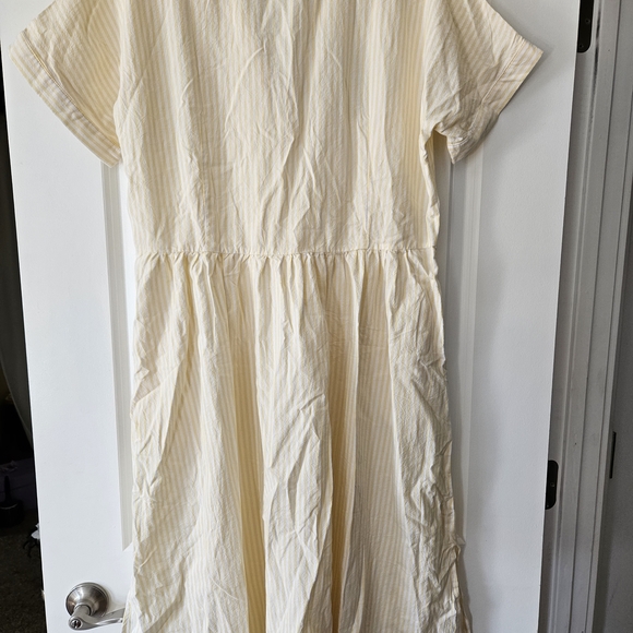 White And Yellow Stripe Button-Front Dress With Pockets - Picture 7 of 7